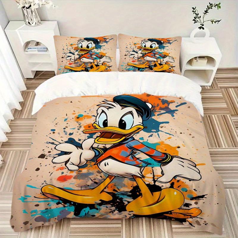 3pcs Colorful Donald Duck Printed Bedding Set, Soft and Comfortable Quilt Cover for Bedroom, Guest Room W012