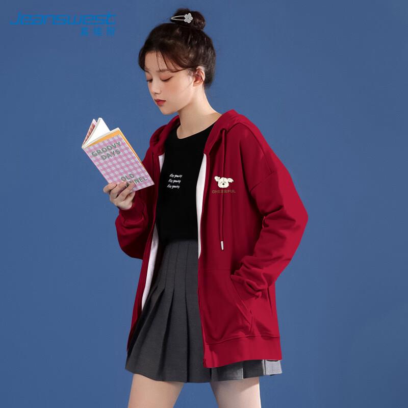 Sweat-shirt à capuche pour femme JEANSWEST avec imprimé chien de dessin animé