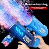 Fully Automatic Bubble Gun Rocket Bubbles Machine Automatic Blower With Bubble Liquid Toy For Kids Beach Outdoor Bubble Gifts