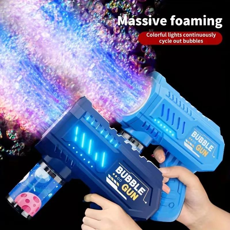 Fully Automatic Bubble Gun Rocket Bubbles Machine Automatic Blower With Bubble Liquid Toy For Kids Beach Outdoor Bubble Gifts