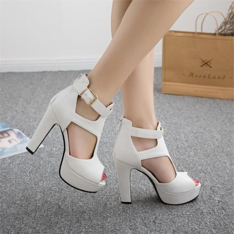 Girls' Shoes Women Pumps High Heels Platform Shoes Peep Toe Peep Toe Gladiator Sandals 12cm Heels Ladies Party Shoes Size 31-43
