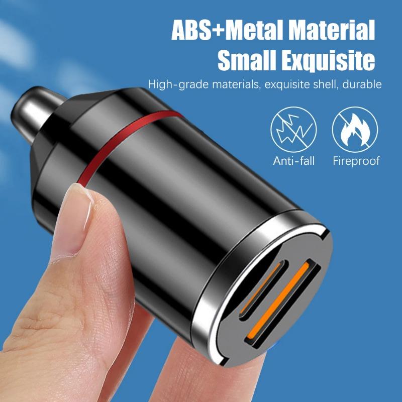 New 100W Car Pull Ring Charger Mini Hidden PD30W Fast Charger Multi-function Car Charger Quick Charge Adapter Dual USB Port