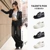 Spring Fashion Single Shoes Women's Thick Heel Shallow Mouth Leather Women's Shoes Round Head Small Leather Shoes Women's Tide