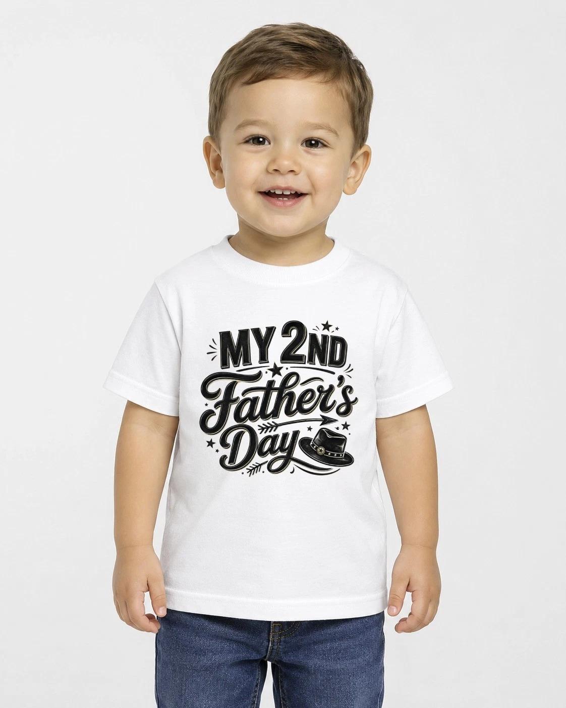 Boys 2nd Fathers Day Children s Children s Children s T Children s T-shirt My 2nd Fathers Day Tee Toddler Daddy Gift Top 120