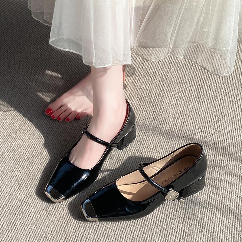Fashion 2025 Hot Sale Mary Janes Women's High Heels Square Toe Chunky Heels Classics Daily & Office Pumps Women Shallow Slip On Shoes
