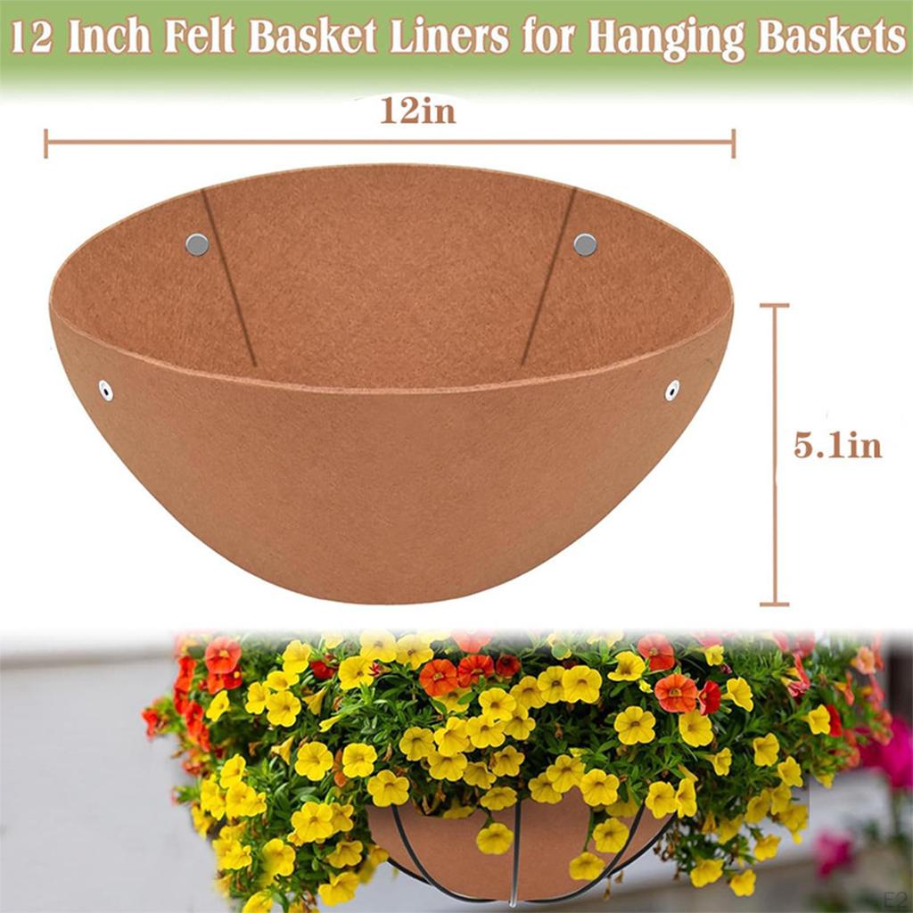 3 Felt Liners for Round Hanging Baskets And Flower Pots