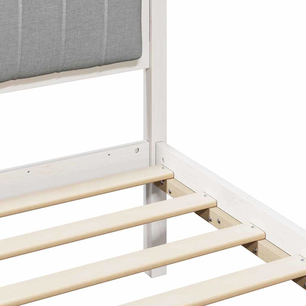 Bed Frame in White and Light Grey 75 x 190 cm Solid Pine Wood