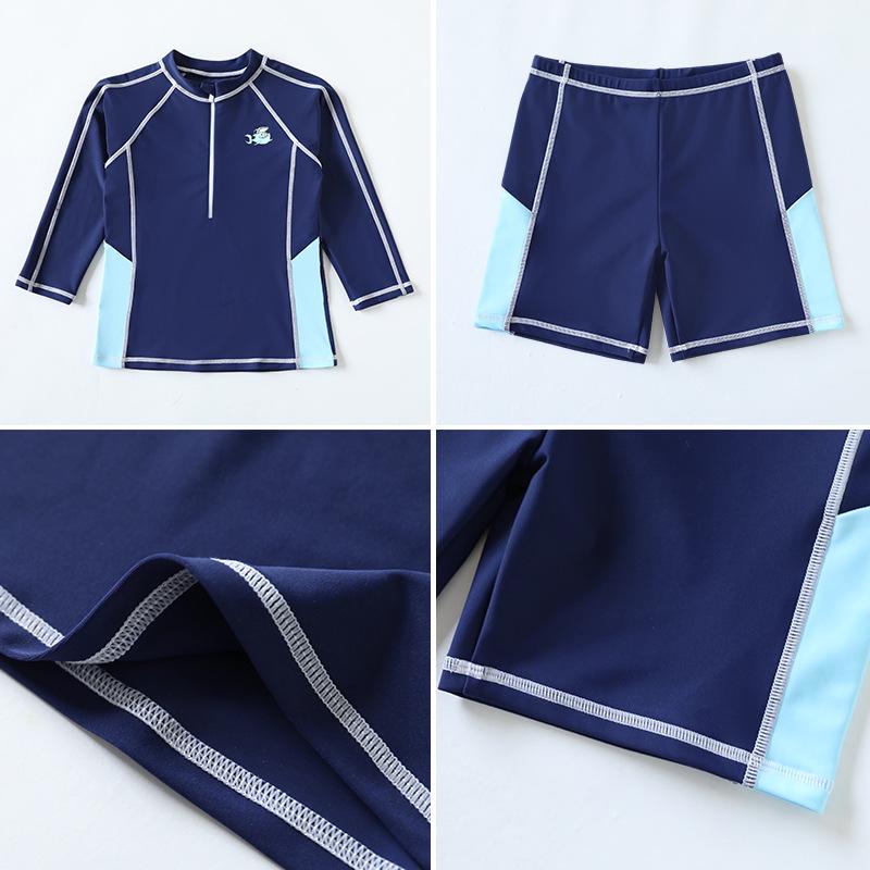 Boys' Cartoon Two-Piece Long Sleeve Swimsuit – S, M, L Sizes, Sun Protection, Quick-Dry Summer Swimwear.