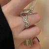 Korean light luxury zircon letter opening ring, simple and versatile index finger ring, personality temperament cold style jewelry