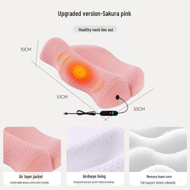 Cross-Border Cervical Pillow: Heated Neck Support, Memory Foam for Comfortable Sleep, Removable & Washable for Side Sleepers
