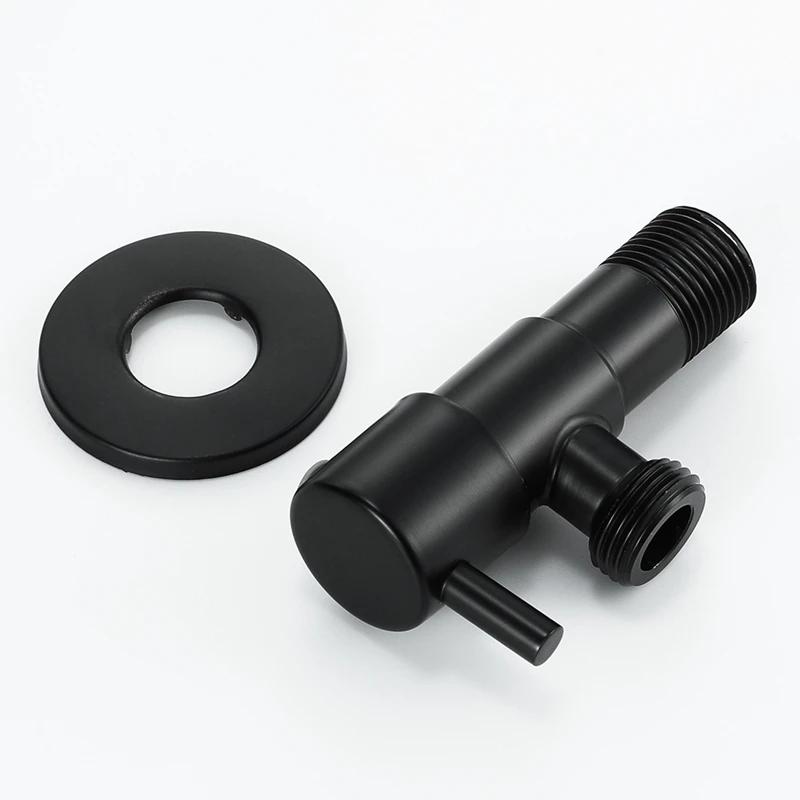 Black Angle Valve 304 Stainless Steel Water Stop Valve Leak-Proof Water Cold And Hot General Bathroom Accessories