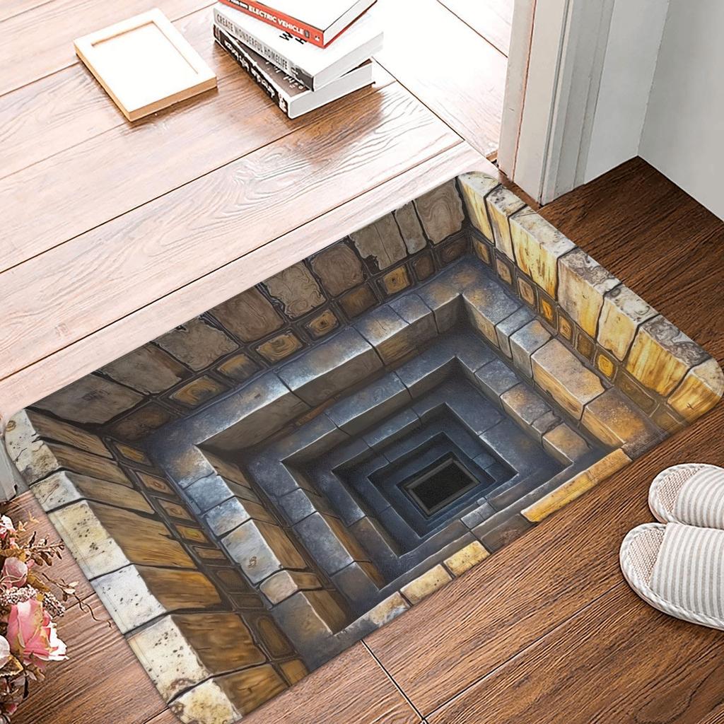 3D Illusion Mysterious Trap Doormat Anti-Slip Kitchen Bath Mat Garden Garage Floor Door Entrance Carpet Rug
