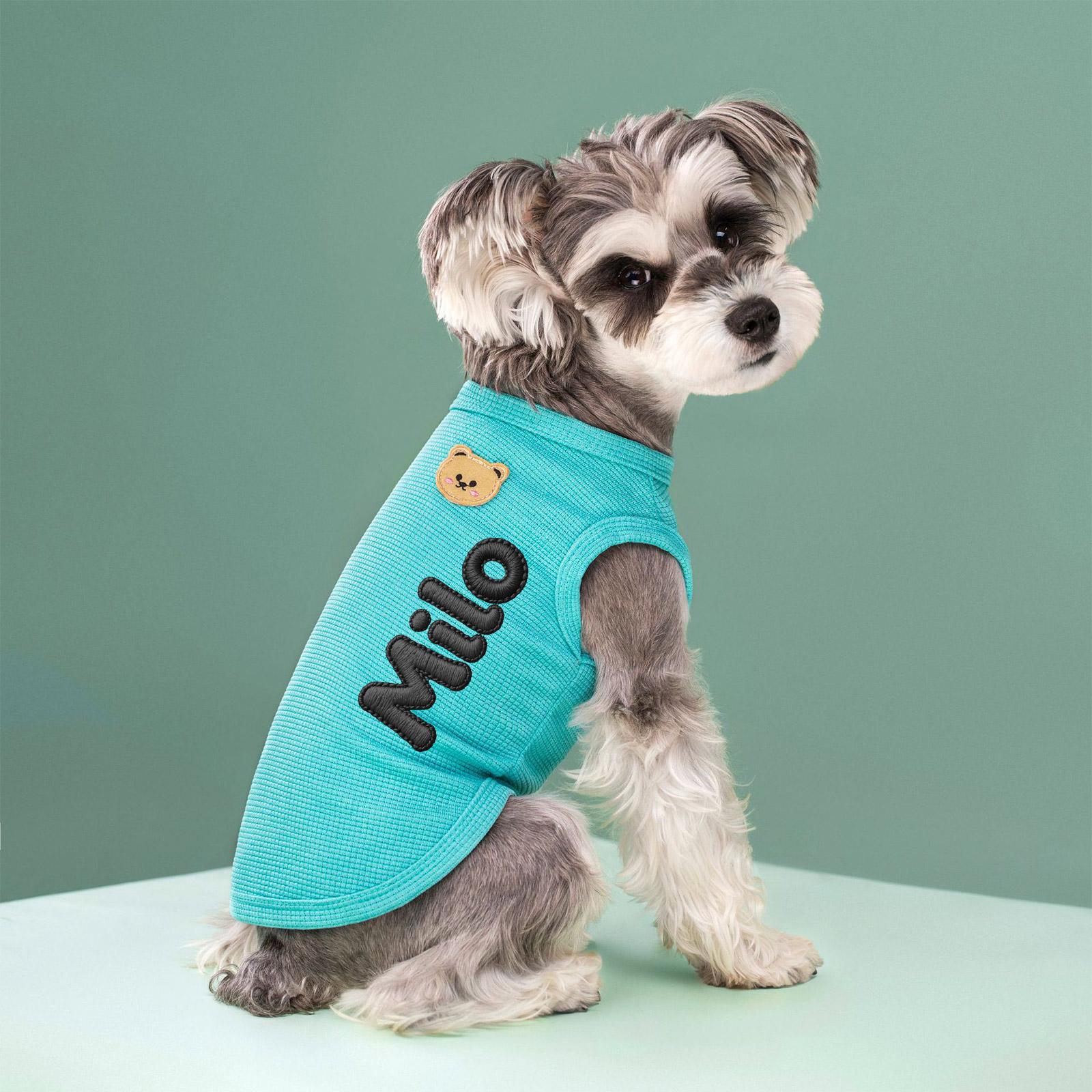 

Летний дышащий вафельный жилет для домашних животных с вышитым именем, для собак малого и среднего размера L синий