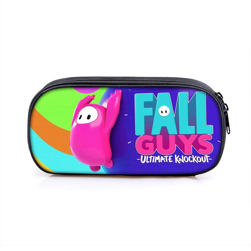 Fall Guys Cartoon Pencil Case For Students With Nylon Material Storage Organizer