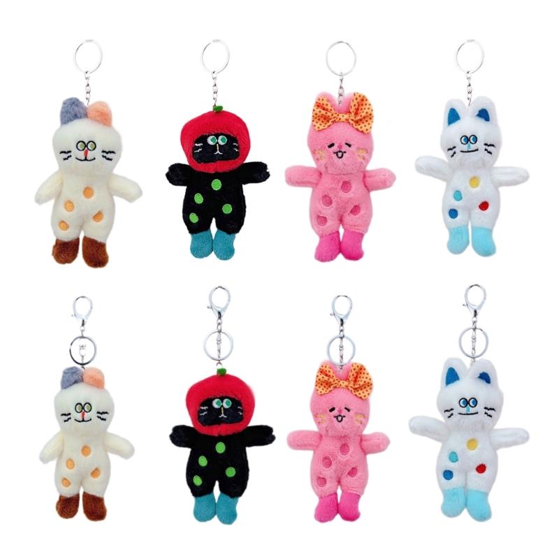 Fashion Plush Boots Cat Charm Keychains Ornament Lovely Women Car Keyring Backpack Handbag Charm Pendant Key Holder