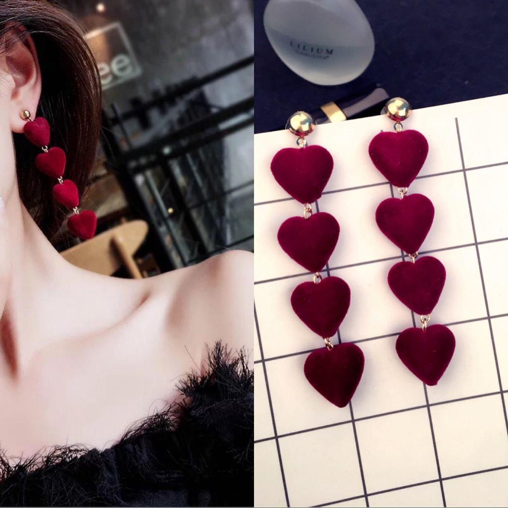 2024 Burgunderrote Ohrringe mit Schleife: Silbernadel, eleganter chinesischer Stil für Neujahr und Frühlingsfest