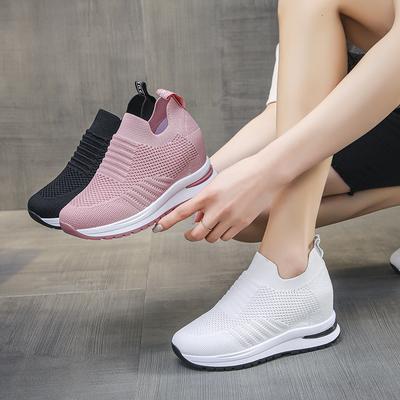 Women's Sports Shoes Platform Casual Slip-on Wedges Urban Fashion Sneakers for 2024 Hit White Mesh Autumn Summer Vulcanized Lux