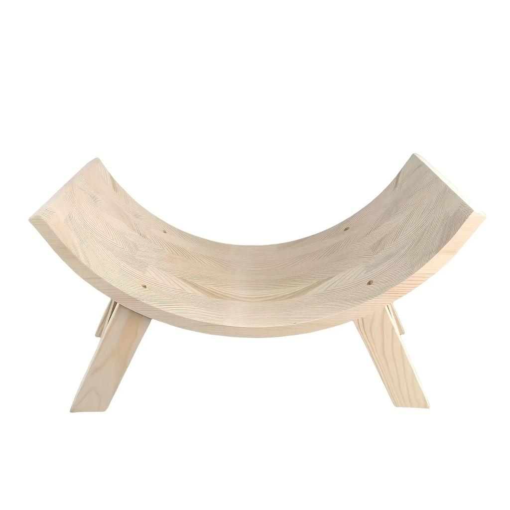 U-Shaped Wooden Stool Distressed White Solid Wood Half Round Design Dual-Use As Photography Prop Posture Corrector Home Studio