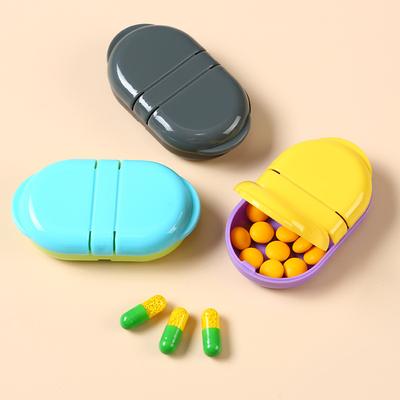 Portable Travel Medicine Box Flip Cover Dual Compartment Organizer for Morning And Evening Medications Personal Storage Case