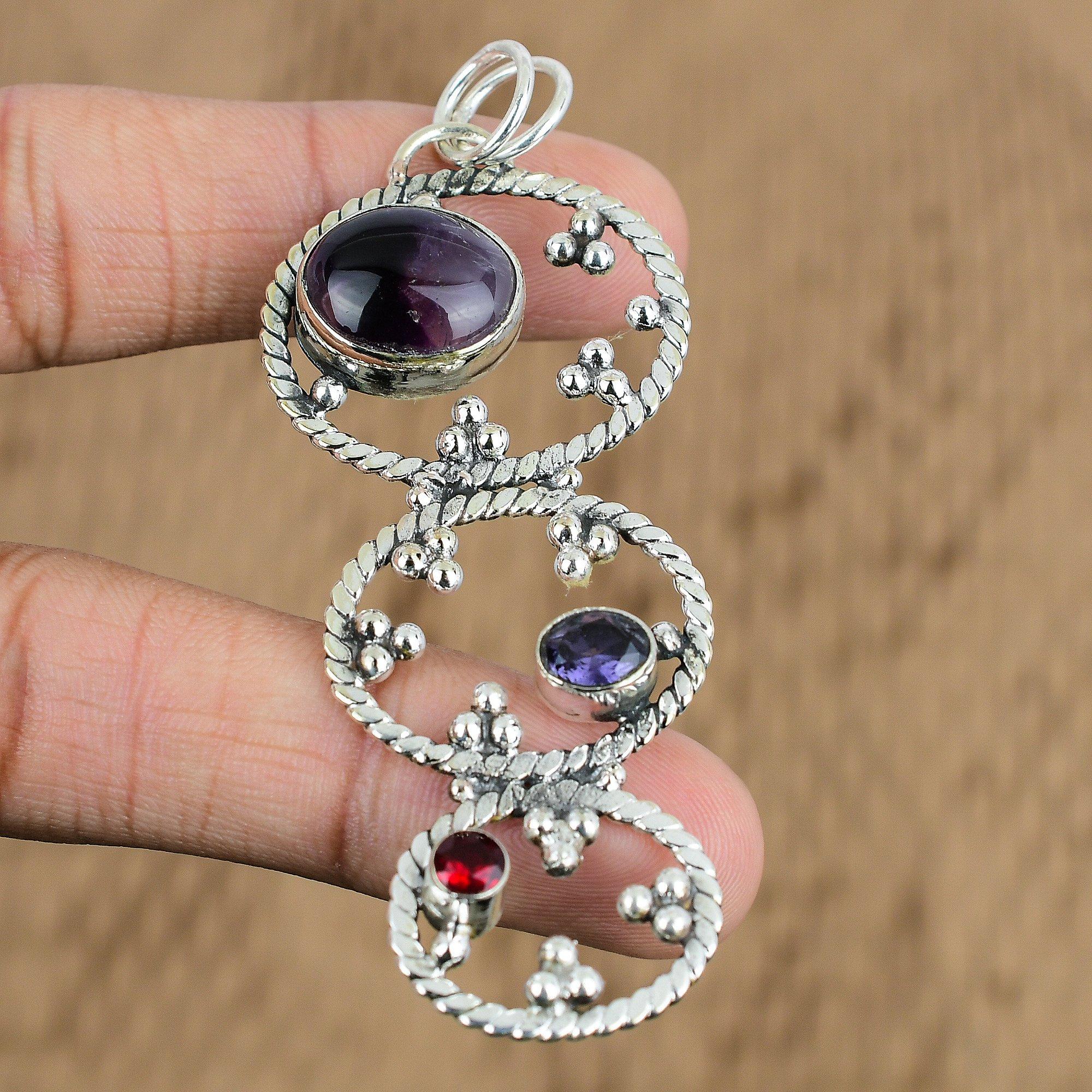 

Natural Star Amethyst Gemstone Jewelry 925 Sterling Silver Pendant For Girls