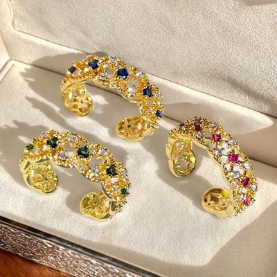 Light Luxury Niche Heavy Industry Color Zircon Retro Hollow High-End Court Style Personality Temperament Ring