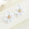 Women's Sweet Enamel White Color Flower Earrings Vintage Elegant Korean Piercing Earring Set Fashion Aesthetic Party Jewelry New