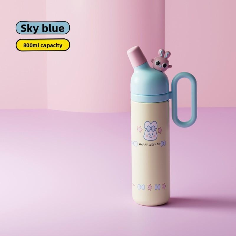 

Pattern Cartoon Rabbit Insulation Mug With Handle For Office And Travel Use