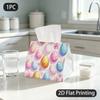 1pc Tissue Box, Kawaii Easter Eggs Flowers Cheerful Pattern, 2D Flat Printing, Crafted with Strong Polyester, Folds Flat, Tissue Container, for The Di