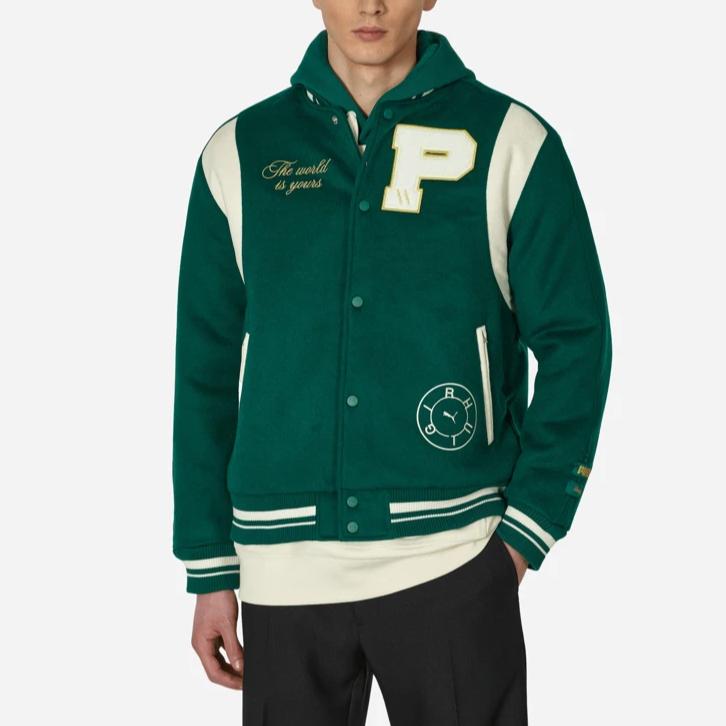 Puma X Rhuigi Varsity Jacket Evergreen Unisex Outerwear 539695-94