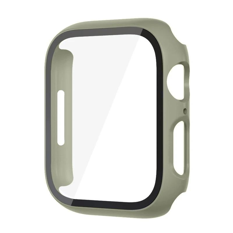 Glass+Cover For Apple Watch case 44mm 40mm 45mm 41mm 42mm 38mm correa Screen Protector iwatch series 9 8 7 SE 3 case Accessories