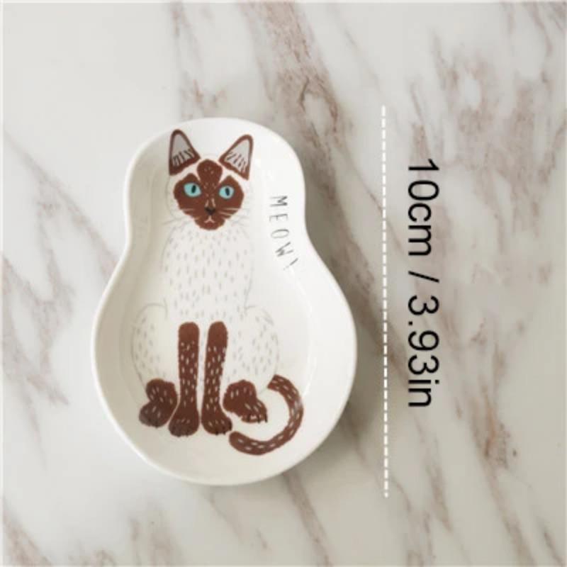 1/3pcs Ceramic Dessert Sauce Dish Japanese Tableware Creative Cute Cartoon Lucky Cat Pattern Water Drop Shape Fruit Sushi Plates