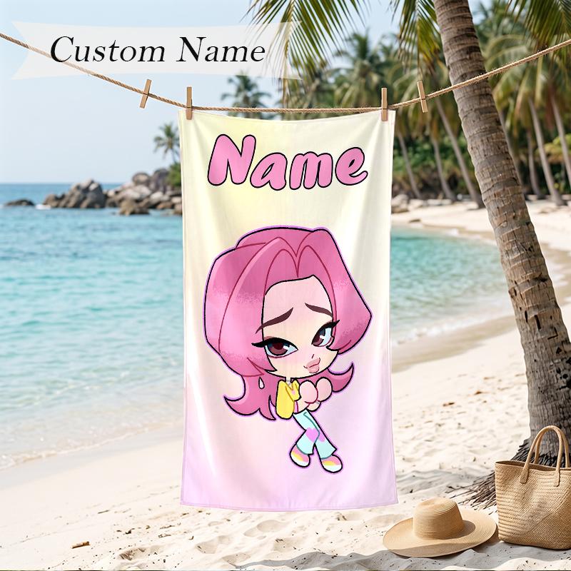 romance Custom Name Printed Beach Towel Personalized Soft Towel For Swimming Beach Travel