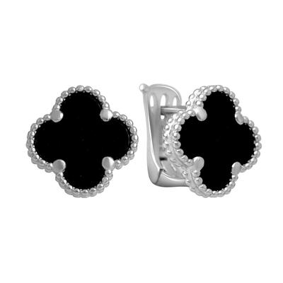 Silberohrringe mit natürlichem Onyx (2137993)
