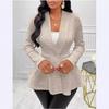 Women's Jacquard Textured Single Button Mussel Collar Long Sleeve Jacket
