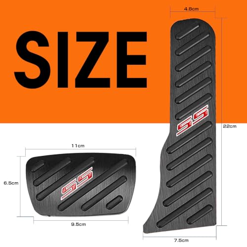 KOKATO Aluminum Brake Pedal Covers for Chevrolet Camaro 2017-2024, Tool-Free Installation with Dedicated Logo, Easy Interior Customization Accessory,