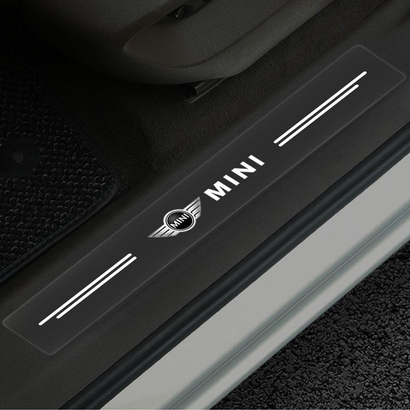 4Pcs Car Threshold Strip Transparent Sticker Decorative Badge For MINI F54 F55 F56 R56 R60 SONE Roadster Clubman Coupe