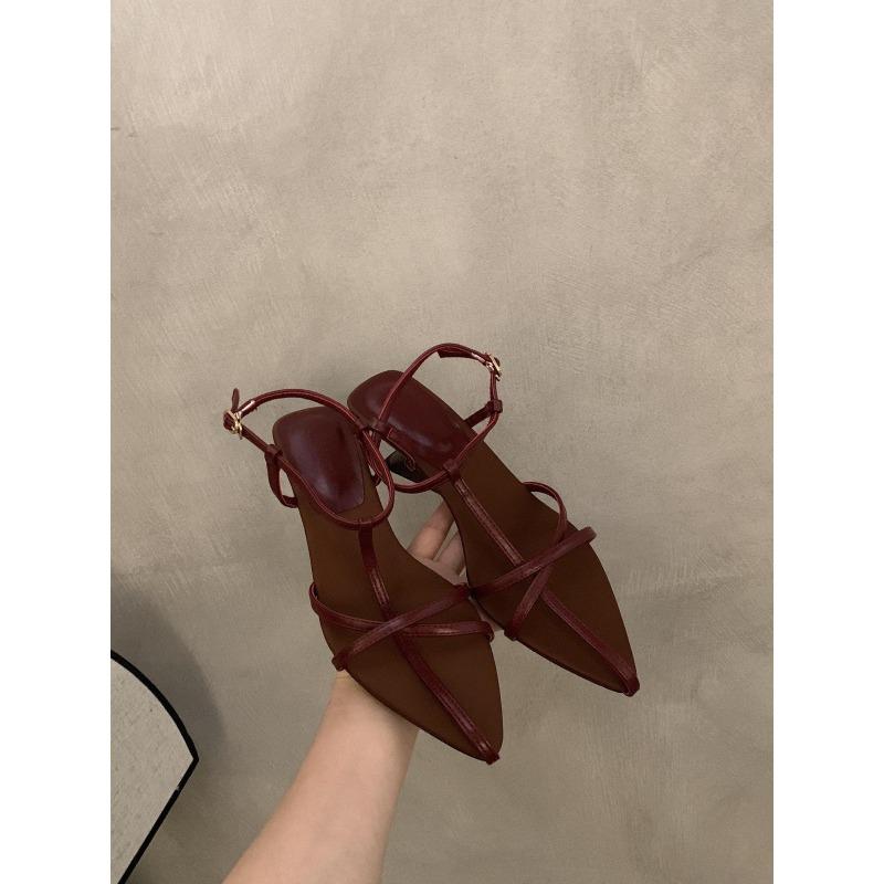 Platform Pointed-toe Sandals Fairy Shoes for Summer Elegant Style To Pair with Skirts Thin Straps Roman-style Shoes