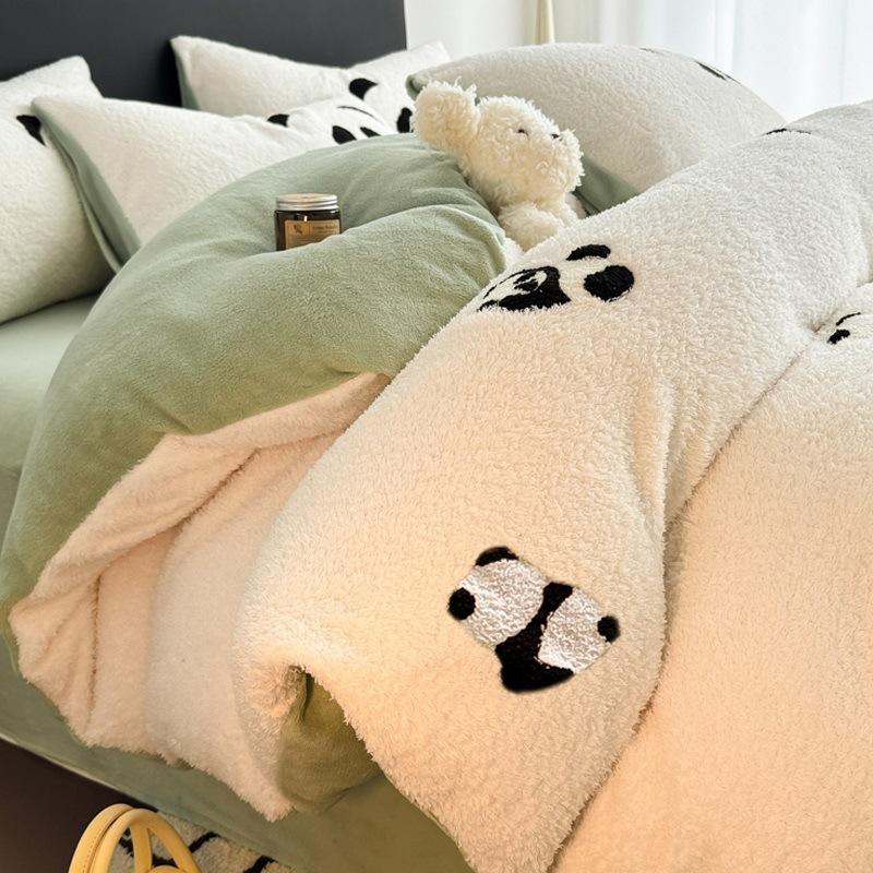 

Thickened Milk Coral Fleece Bed Four-Piece Set Double-Sided Lamb Fleece Bedding Sheets Three-Piece Set Fleece Quilt Cover 3pcof sheets 150x200 quilt