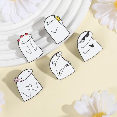 Cartoon Stick Figure Enamel Pins Custom Hand-Drawn Line Brooches Lapel Badges Clothes Funny Jewelry Gift for Kids Friends