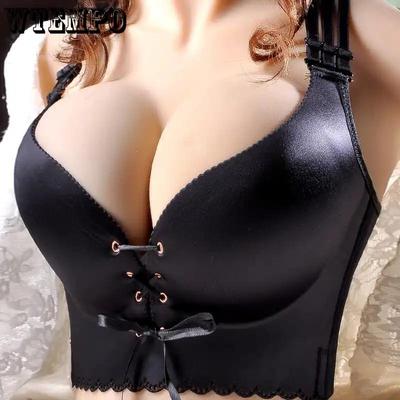 Bandage Push Up Bra Women 34-52 C D E Plus Size Bralette Black Sexy Bras Wireless Underwear Thin Gathered Brassiere Big Breast