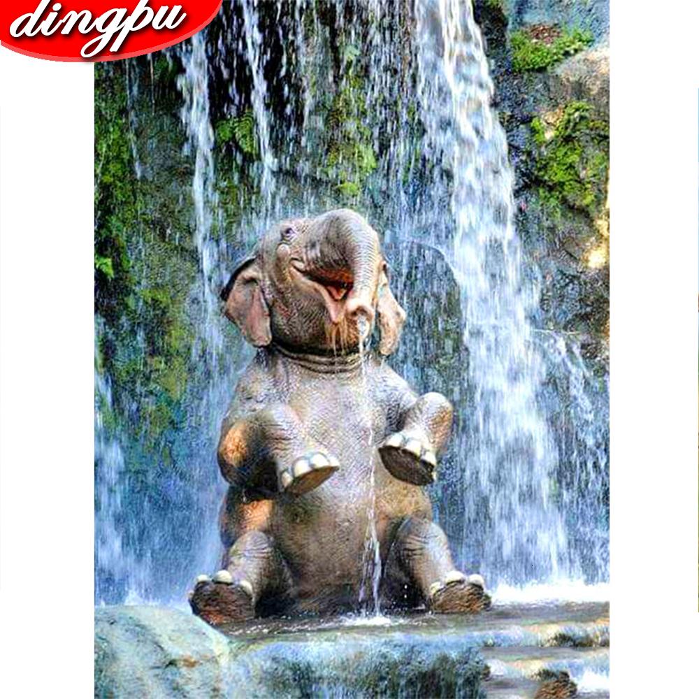5D DIY Diamond Painting Full Round Drill Elephant Diamond Embroidery ...