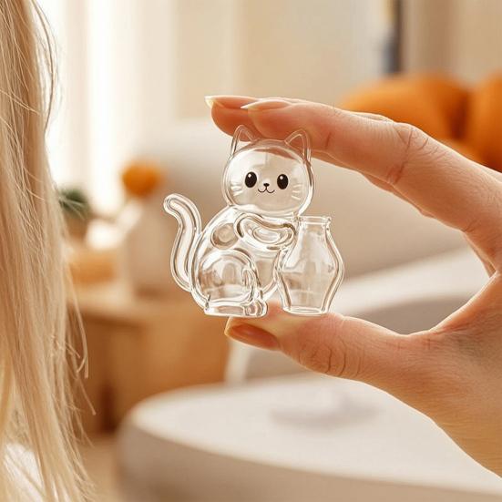 Cat Hair Capsule Cat Transparent Vase Fridge Whisker Holder Magnet Cat Hair