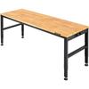 Workbench Adjustable Height, 135cm W X 46cm D X 97cm H Garage Table w/ 72 – 97 cm Heights & 900KG Load Capacity, with Power Outlets & Hardwood Top &