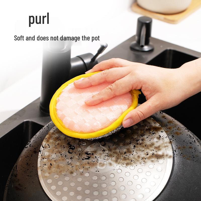 Dual-Sided Durable Kitchen Sponge: Non-Stick, Thick, Stain-Removing Scouring Pad for Cleaning Pots and Dishes