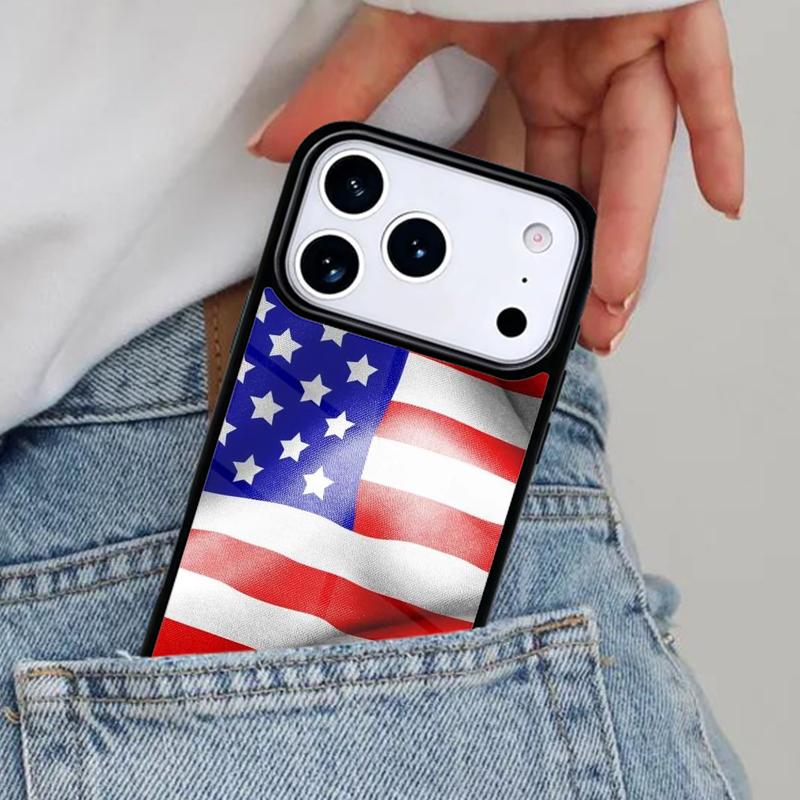 Silk Flags USA America Phone Case for iPhone 17ProMax 12 13 14 15 16e 17 Pro Max Plus Air Cover