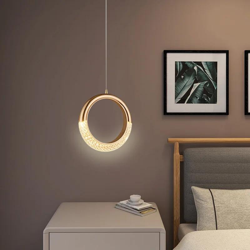 Nordic modern LED pendant light gold Acrylic chandelier Creativity hanging lamp indoor home loft bedroom bedside study stairs