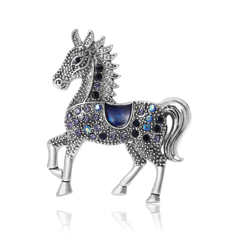 Broches Cheval Classiques en Strass Pour Femmes Épingles de Revers Animal Polyvalentes Bijoux Corsage Vêtements Accessoires Cadeaux de Nouvel An