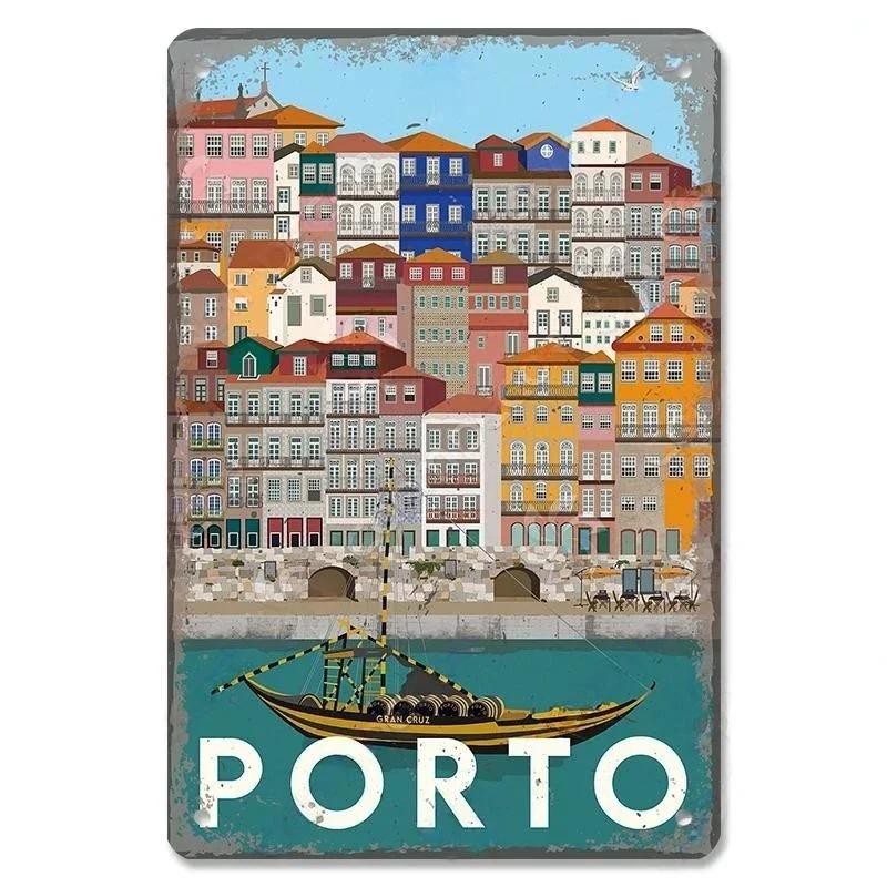 Vintage BERLIN LONDON MONACO Lissabon Stadtposter Metallschild Plakette Platte Dekor Für Werkstatt Man Cave Bar Pub Hotel Wanddeko