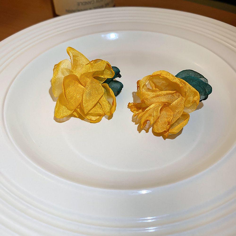 

Темпераментные милые элегантные модные ювелирные изделия из шифона с цветком в корейском стиле, женские серьги-гвоздики