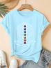 Summer New Womens Tshirt Chakra Dice Flower of Life Yoga Printed Round Neck Womens Daily Fashion Commuter Vacation Casual Top